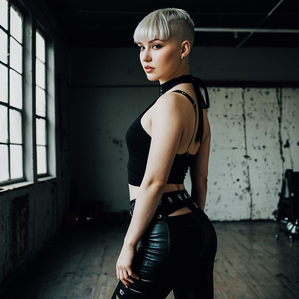 Confident Woman in Edgy Urban Fashion