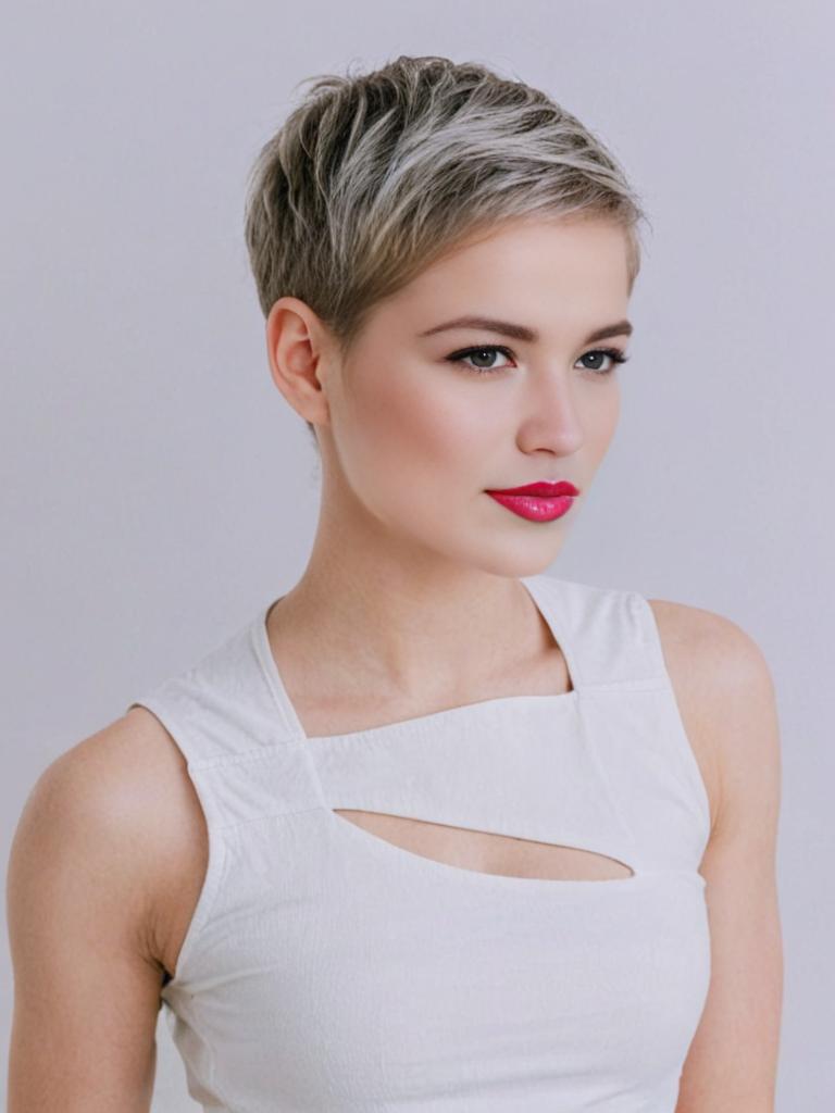 Stylish Young Woman with Modern Short Haircut