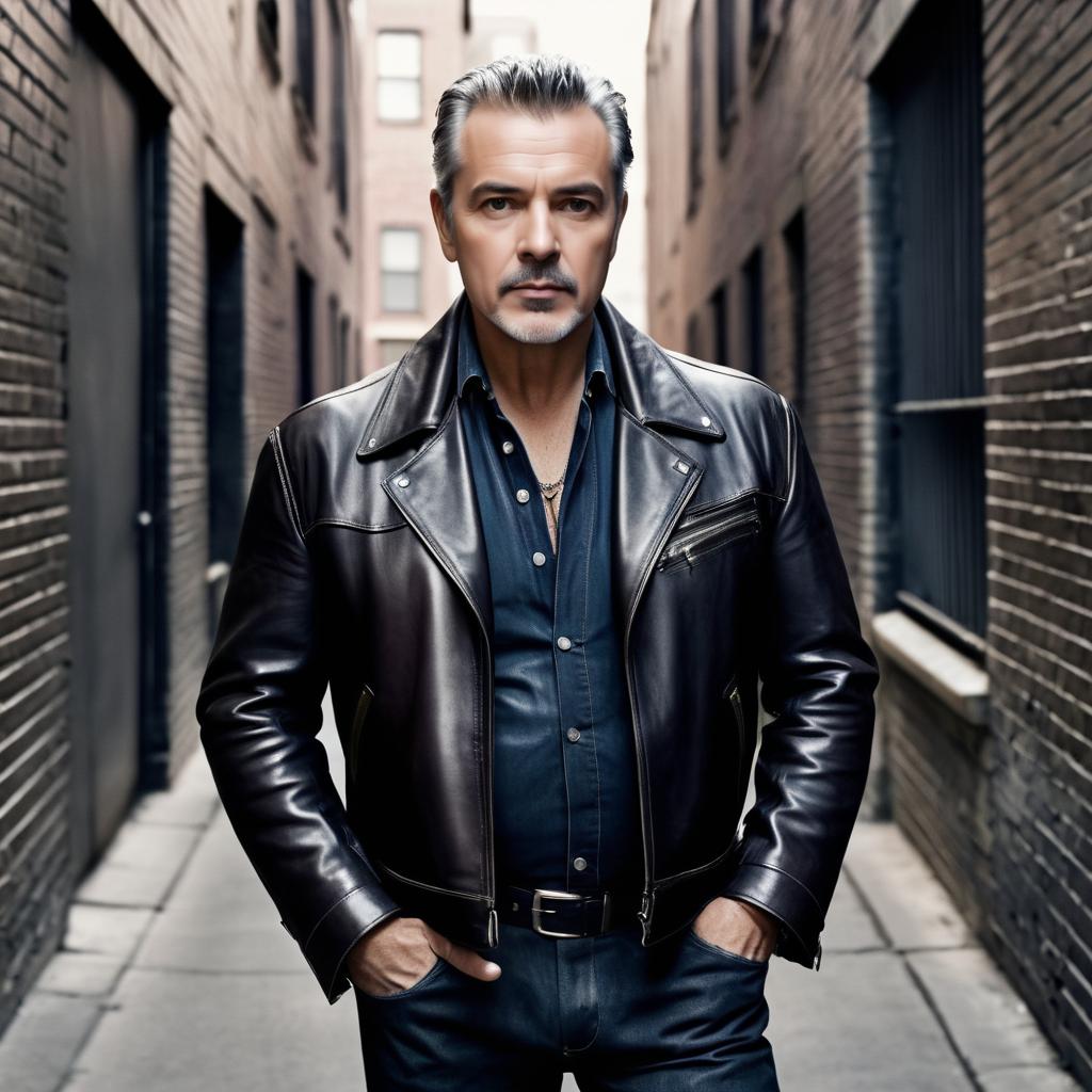 Confident Man in Stylish Leather Jacket