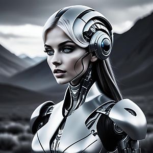 Futuristic Woman with Robotic Exoskeleton