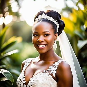 Radiant Bride in Elegant Wedding Gown