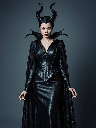 Photorealistic Woman in Detailed Maleficent Costume Studio Portrait