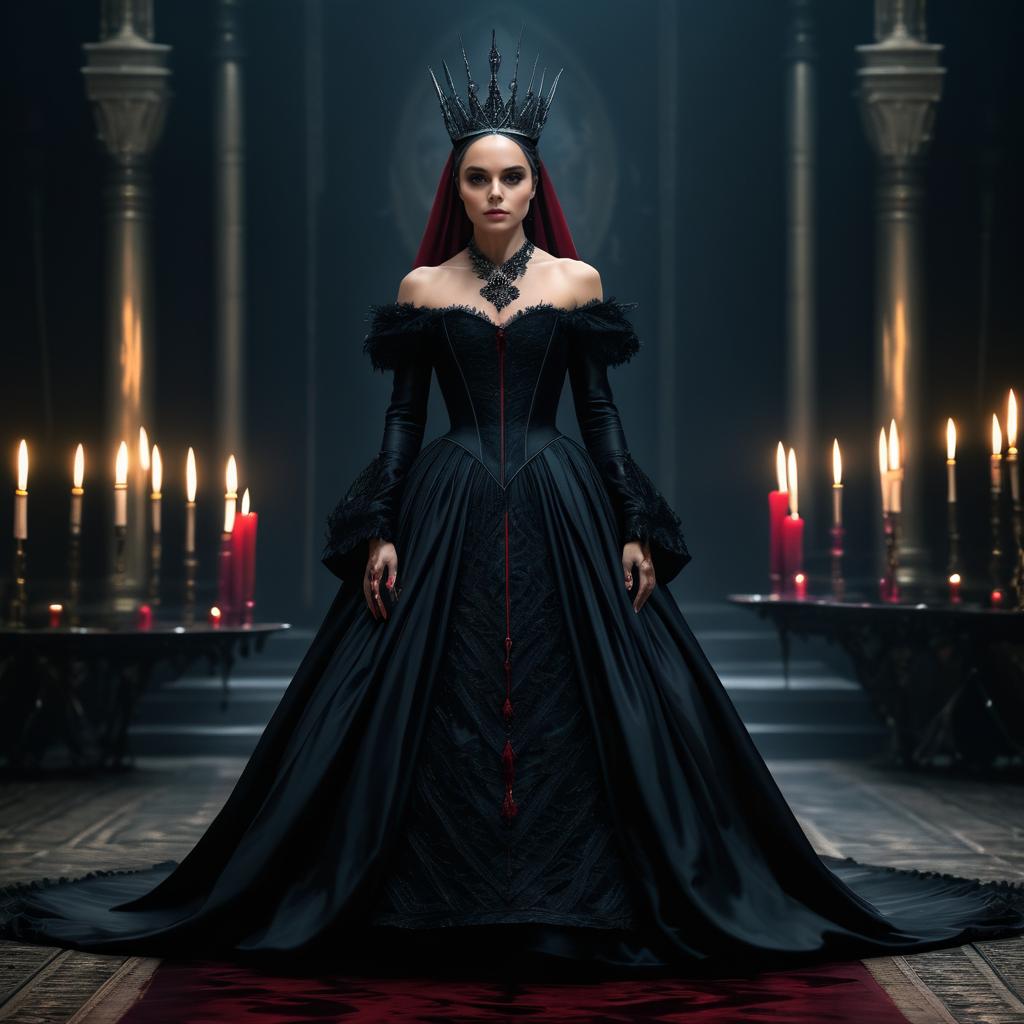 Elegant Woman in Black Gown - Gothic Atmosphere