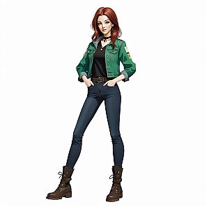 Confident Young Woman with Red Hair in Casual Outfit