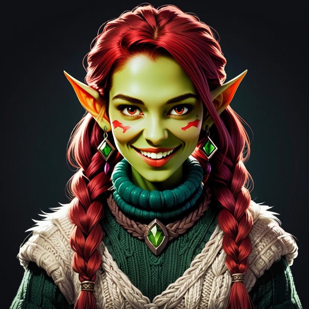 Vibrant Green-Skinned Fantasy Woman Portrait Vibrant Green-Skinned Fantasy Woman Portrait