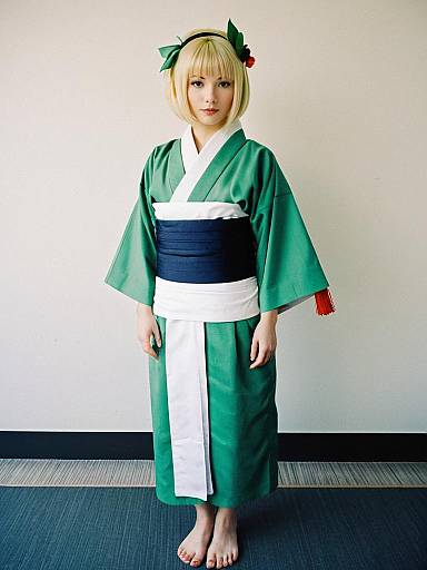 Moriyama Shiemi Cosplay Woman in Green Kimono Inspired by Blue Exorcist