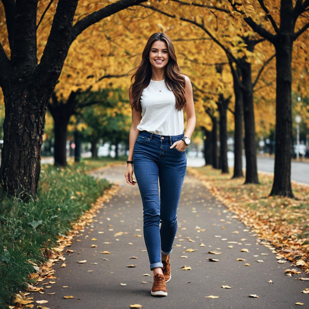 Young Woman in Autumn Foliage