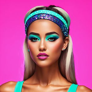 Portrait of Woman with Platinum Blonde Hair and Bold Makeup
