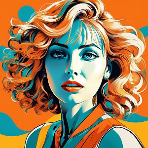 Vibrant Woman Portrait in Orange and Blue