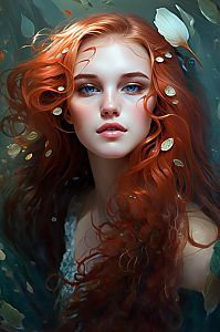 Enchanting Woman with Red Hair in Underwater Setting