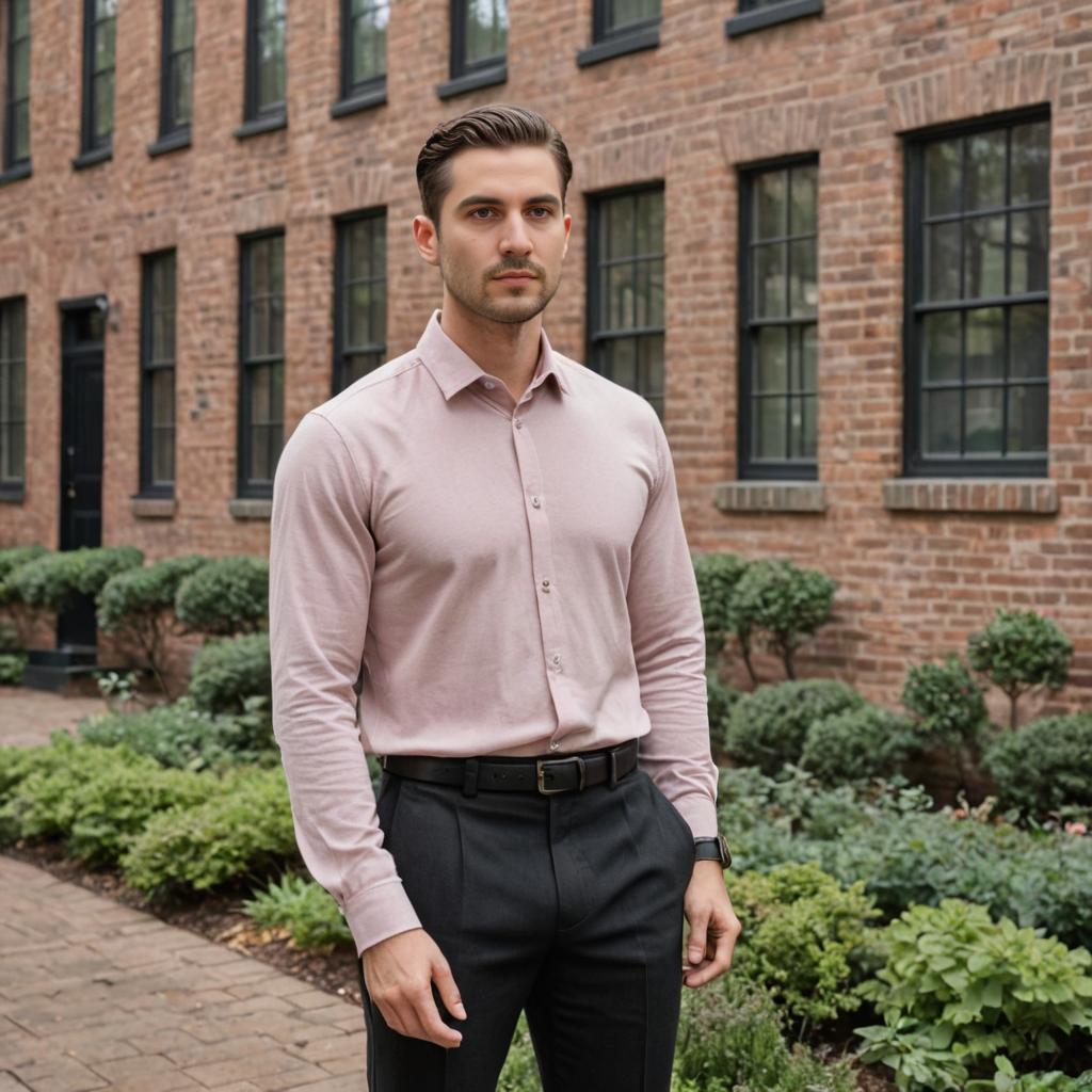 Confident Man in Serene Outdoor Setting