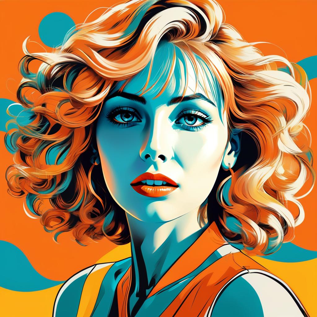 Vibrant Woman Portrait in Orange and Blue