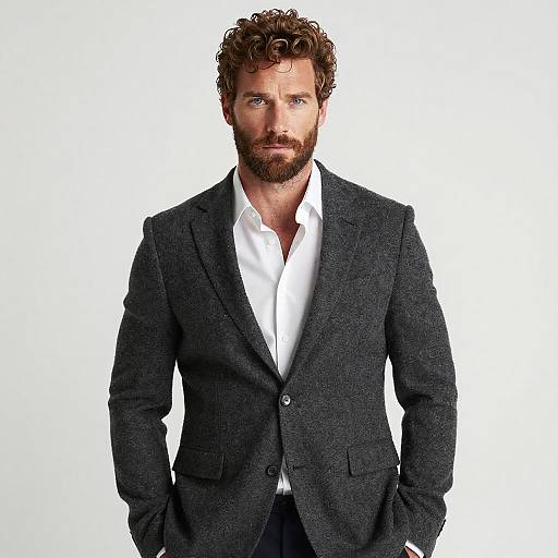 Man in Charcoal Grey Blazer with White Shirt Studio Portrait