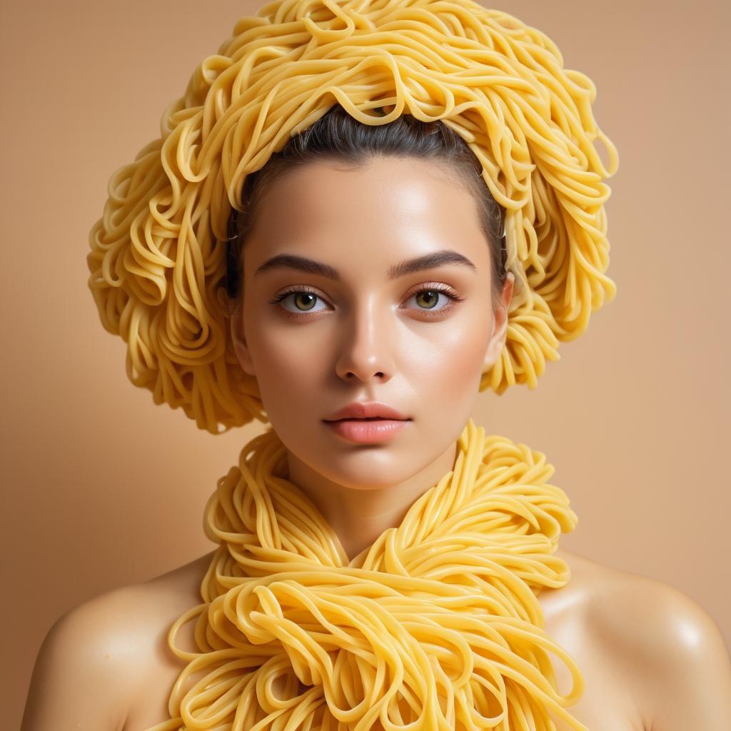 Woman with Yellow Pasta Hairstyle