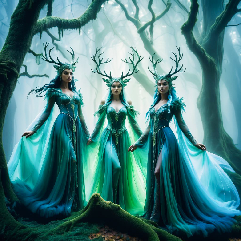 Ethereal Women in Mystical Forest