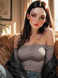 Portrait of Young Woman with Dark Hair