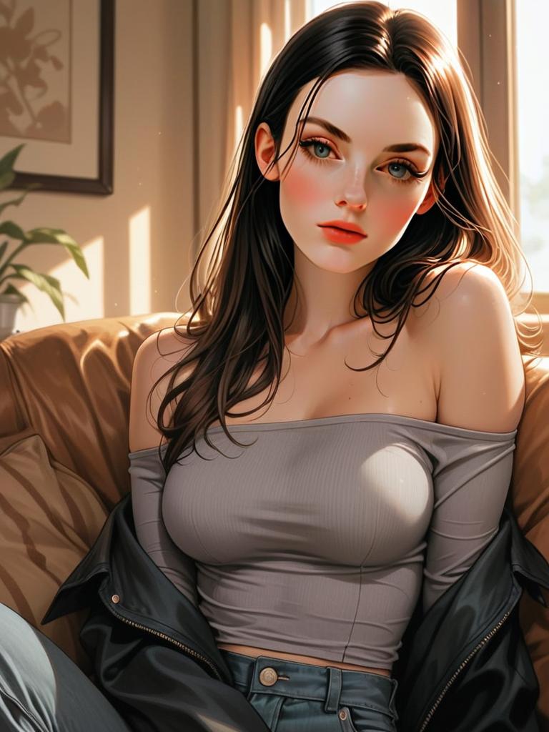 Portrait of Young Woman with Dark Hair