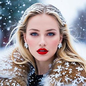 Blonde Woman in Snowy Outdoor Portrait