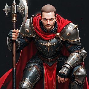 Fierce Warrior in Medieval Armor with Battle Axe
