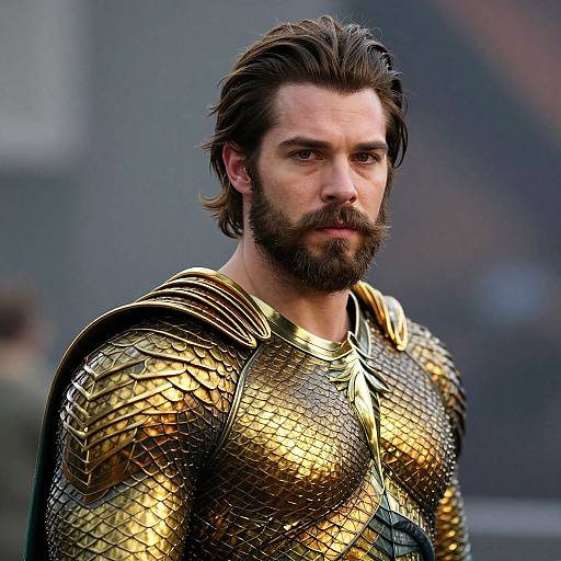 Man Wearing Golden Scale Armor Fantasy Warrior Portrait