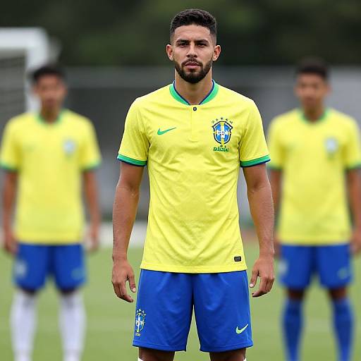 Brazil National Soccer Team Player in Yellow Jersey on Field