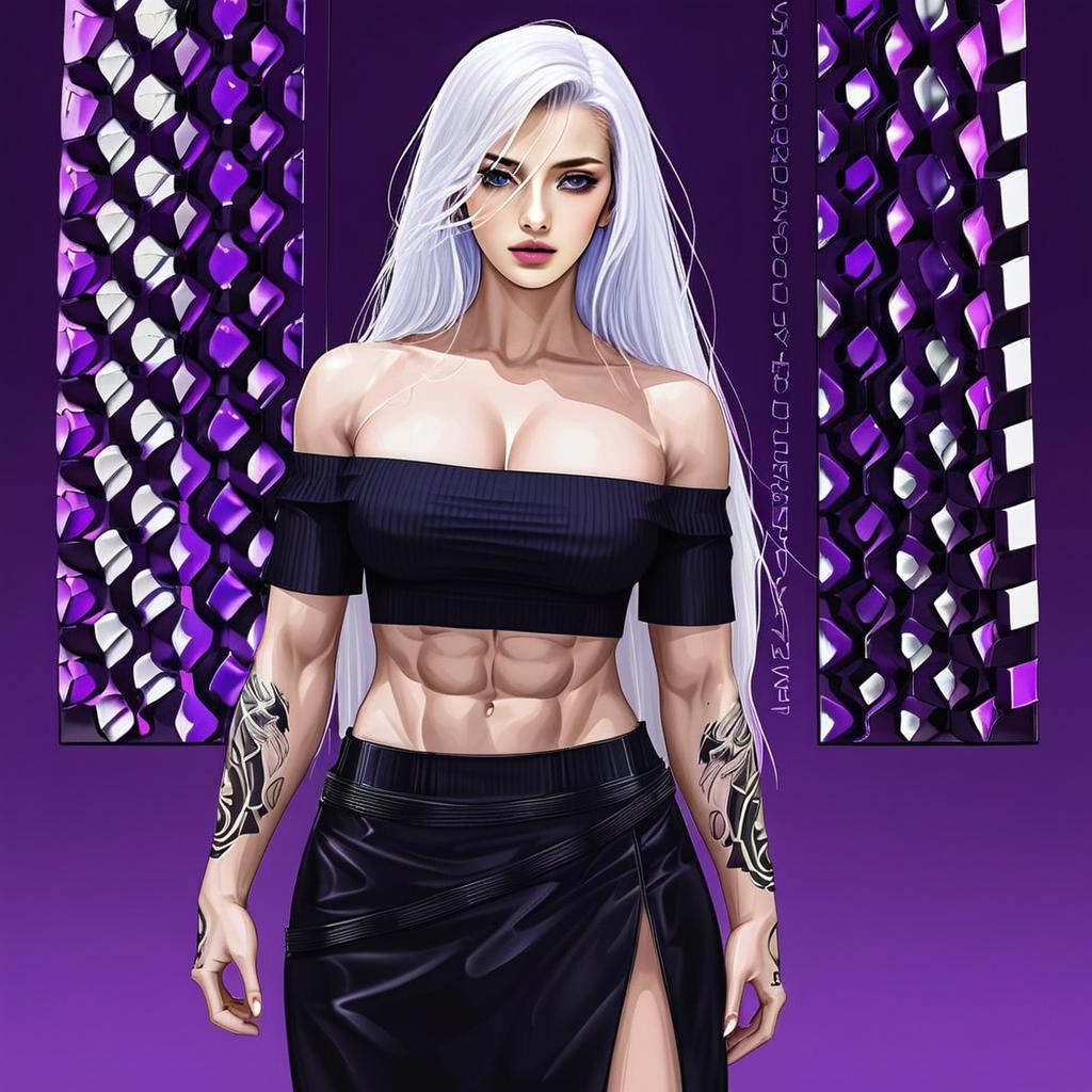 Confident Woman with White Hair and Tattoos Confident Woman with White Hair and Tattoos
