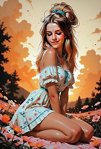 Joyful Woman Among Vibrant Flowers