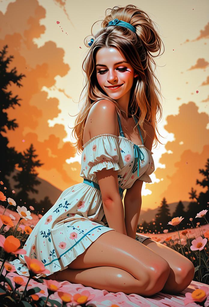 Joyful Woman Among Vibrant Flowers