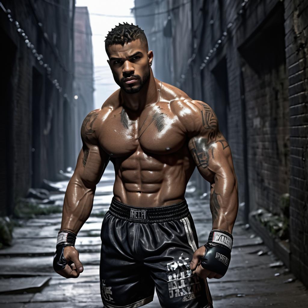 Muscular Male Figure in Urban Setting