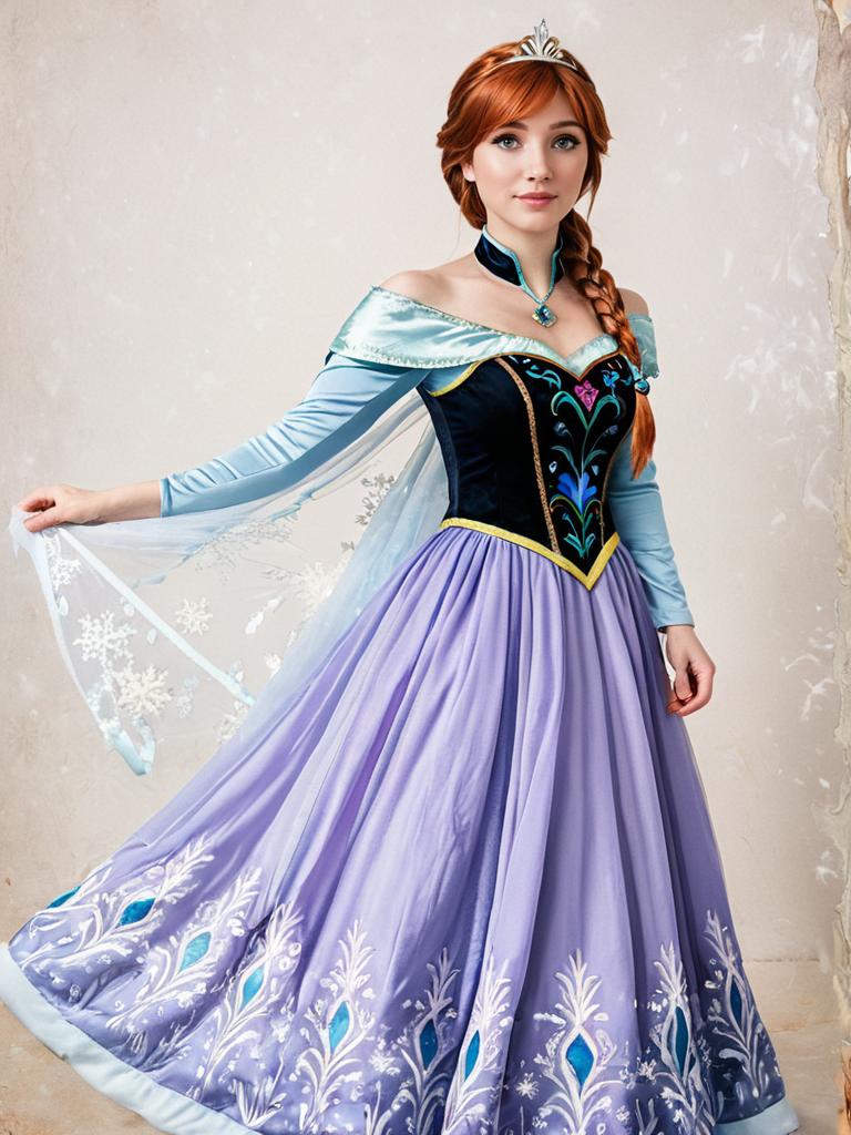 Elegant Winter Costume with Snowflake Cape