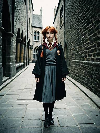 Photo-realistic Woman in Harry Potter Gryffindor Costume Full Body Cosplay