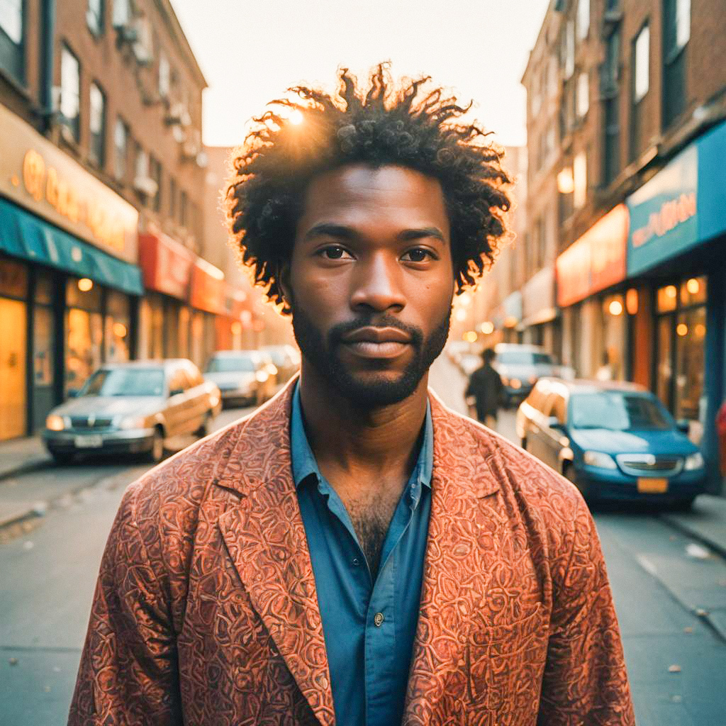 Confident Man in Stylish Blazer on Urban Street During Golden Hour