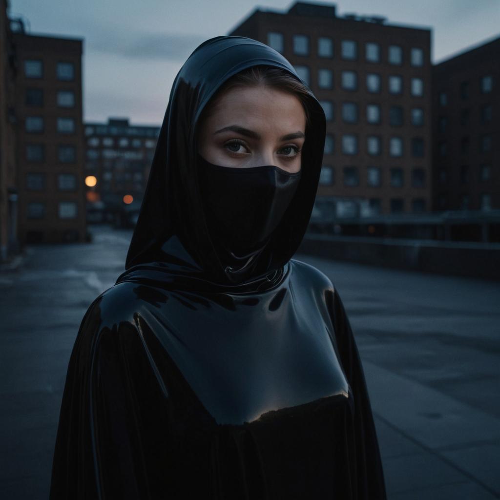 Serene Female Silhouette in Urban Dusk