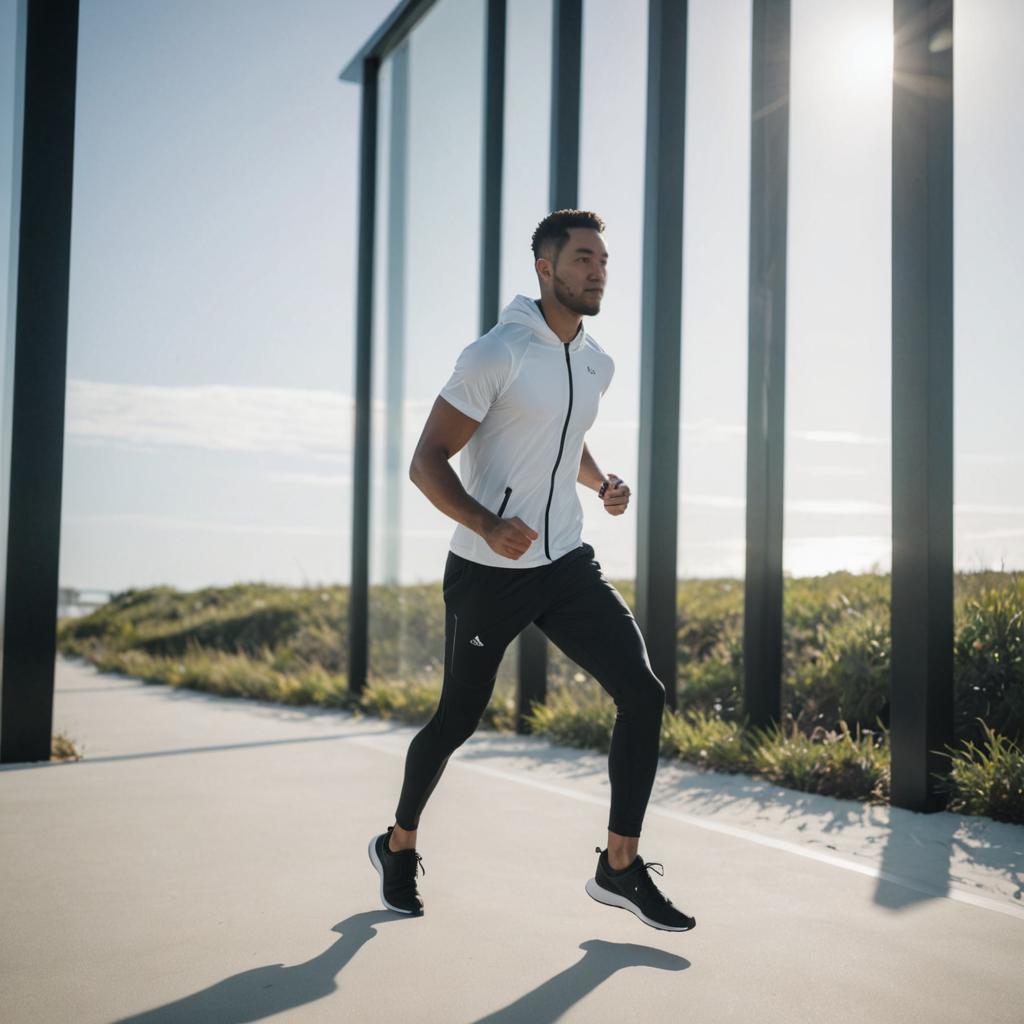 Man Jogging Outdoors in Urban Setting