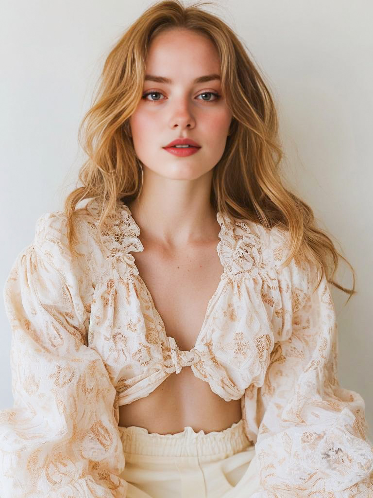 Elegant Model in Ethereal Blouse