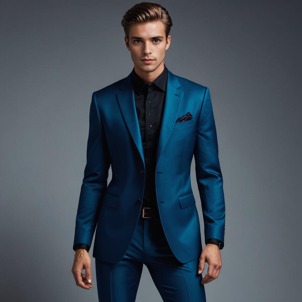 Confident Young Man in Blue Suit