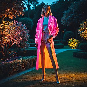 Confident Woman in Neon Lights