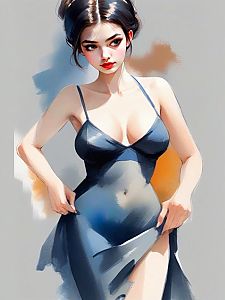 Elegant Young Woman in Blue Dress