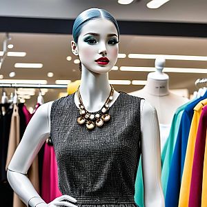 Chic Mannequin Outfit with Statement Necklace