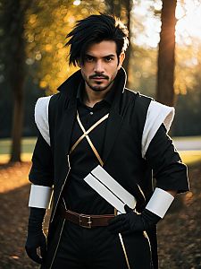 Man Wearing Detailed Rollexe Cosplay Costume Outdoors