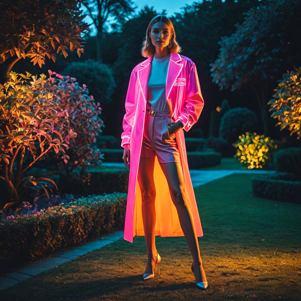 Confident Woman in Neon Lights