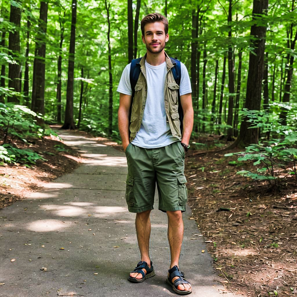 Young Man on Woodland Path