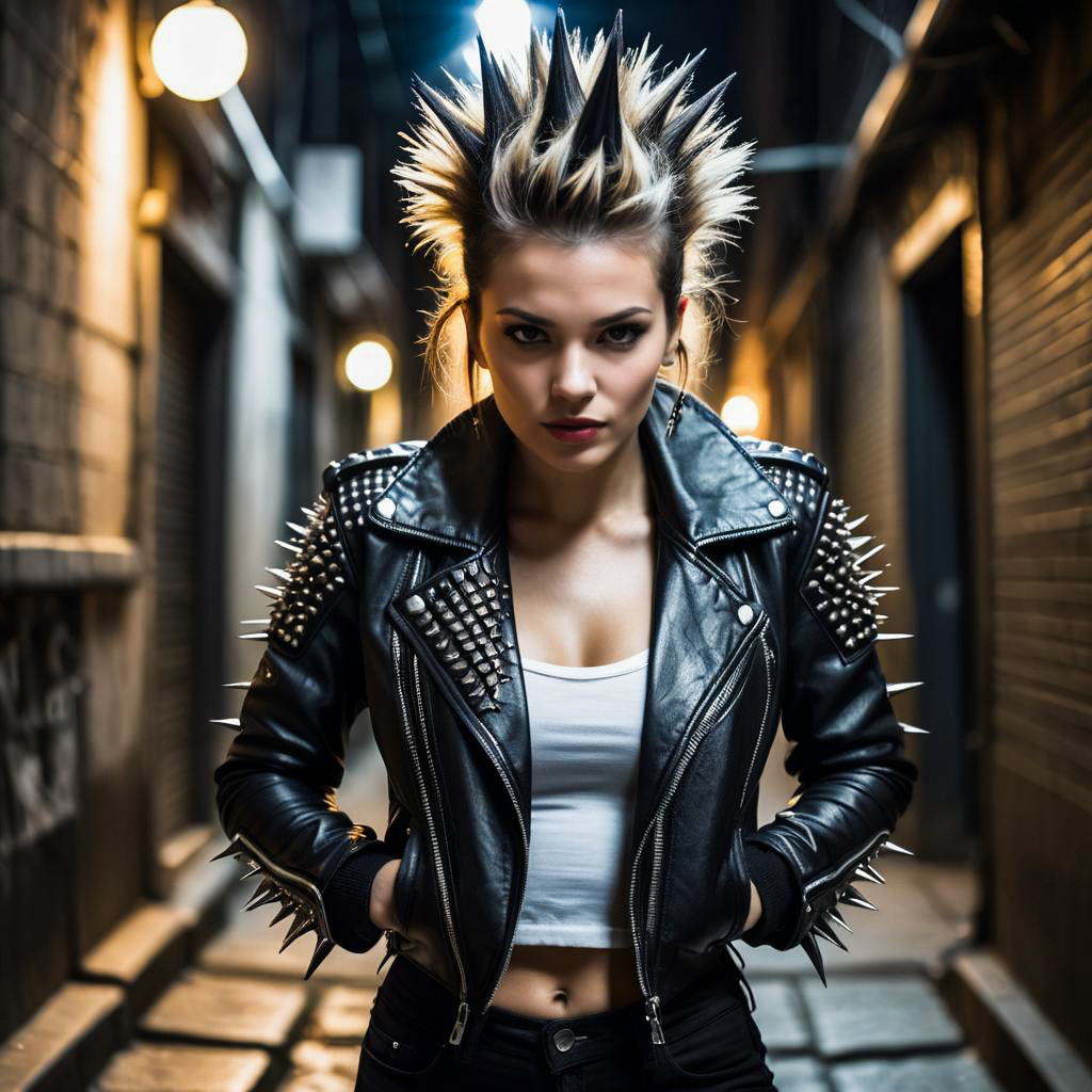 Confident Young Woman in Punk Style Confident Young Woman in Punk Style