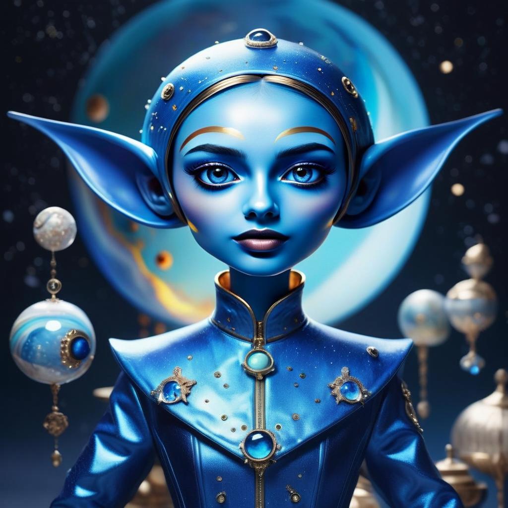 Futuristic Blue-Skinned Woman in Celestial Outfit Futuristic Blue-Skinned Woman in Celestial Outfit