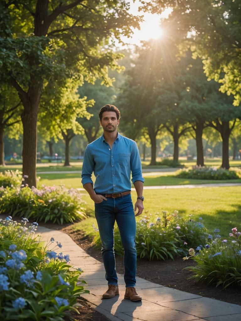 Confident Man in Park - Cinematic Style