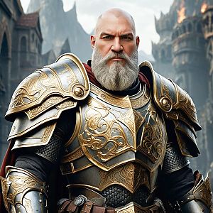 Heroic Man in Intricate Armor - Fantasy Landscape