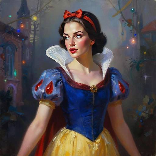 Digital Painting of Woman in Snow White Costume with Vintage Style