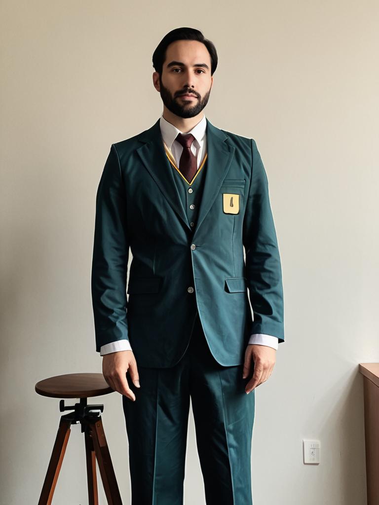 Man Wearing The Auditor Cosplay Costume Realistic Photo