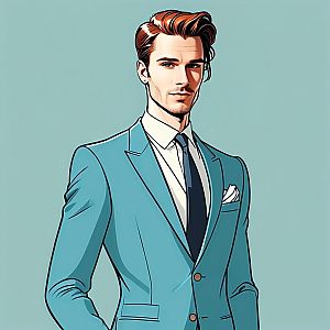 Confident Young Man in Blue Suit Portrait