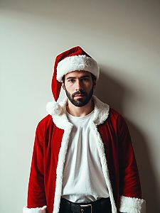 Man Cosplay Wearing Scott Calvin Santa Claus Costume Realistic